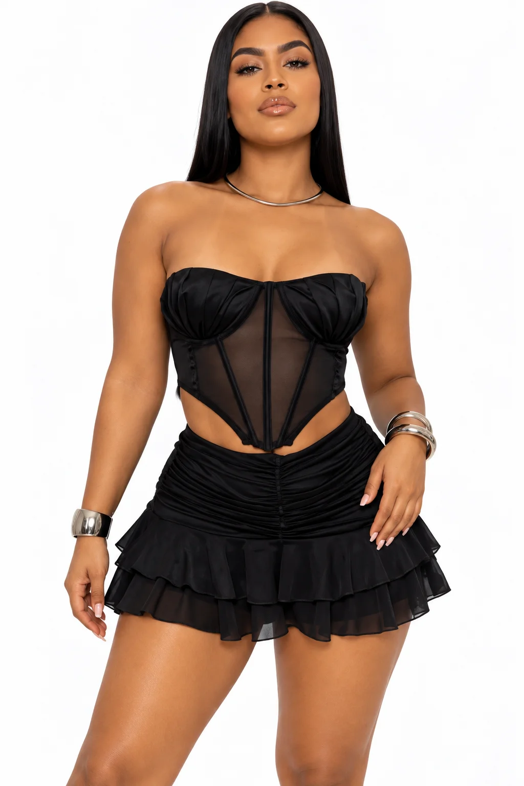 Conjunto Corselet Tule Noir