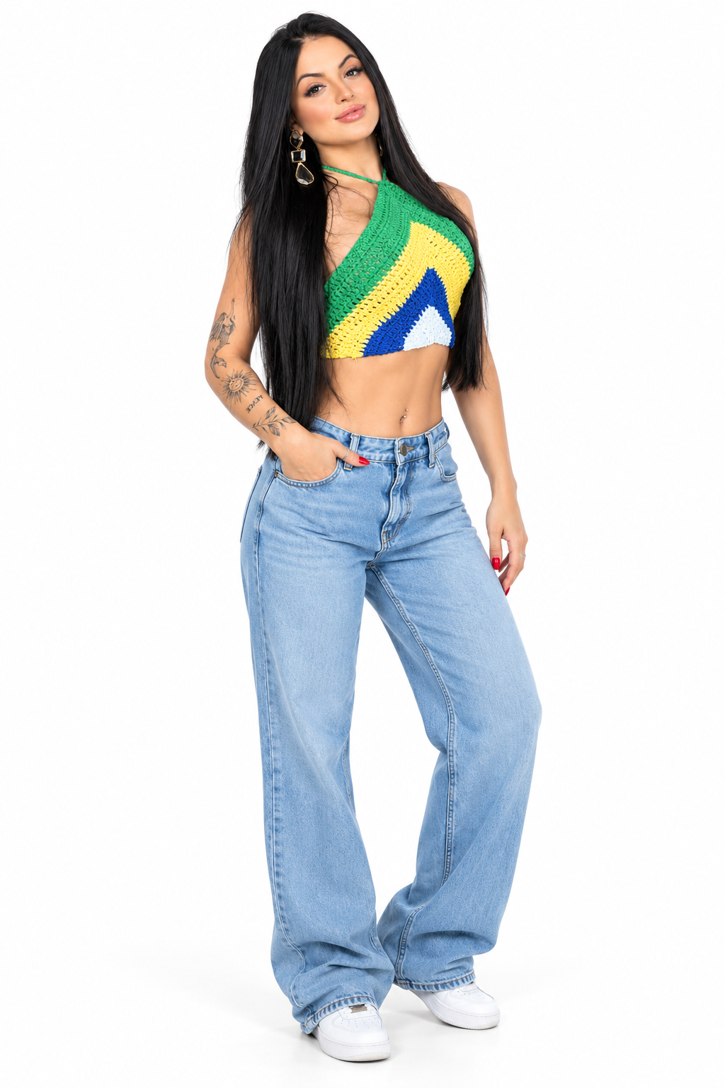 Top Cropped Crochê Brasil